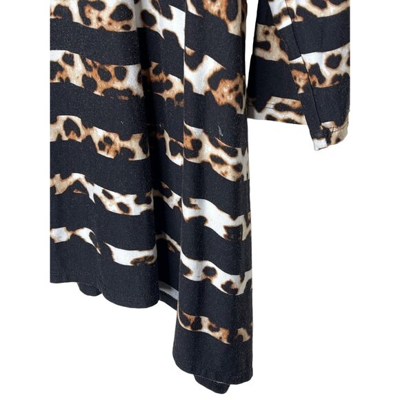 Ruby Rd Leopard Stripe Long Sleeve Top M Black Brown Sequin Detail Animal Print - Picture 6 of 12